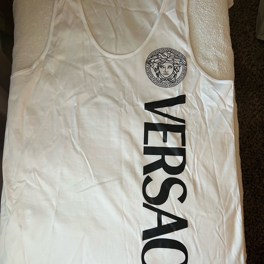 New Logo Cotton Graphic Tank VERSACE